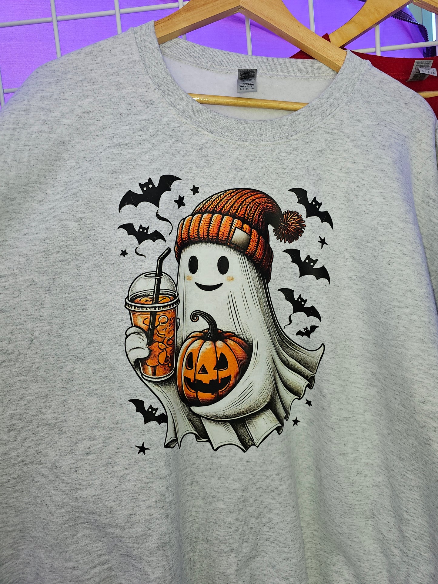 Fun ghost wearing a beanie and holding an iced latte. - evrytang and more