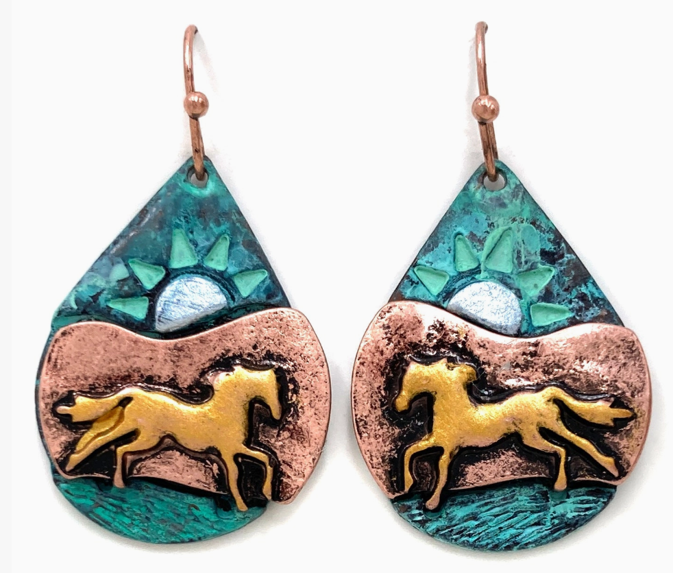 Southwestern Horse Aztec Vintage Hook Dangle Earring