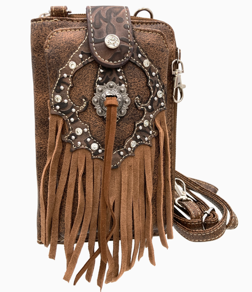 Western Fringe Women's Crossbody Phone Wallet
