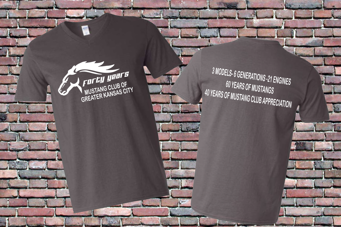 40 Year Anniversary Mustang Club V Neck T-shirt - evrytang and more