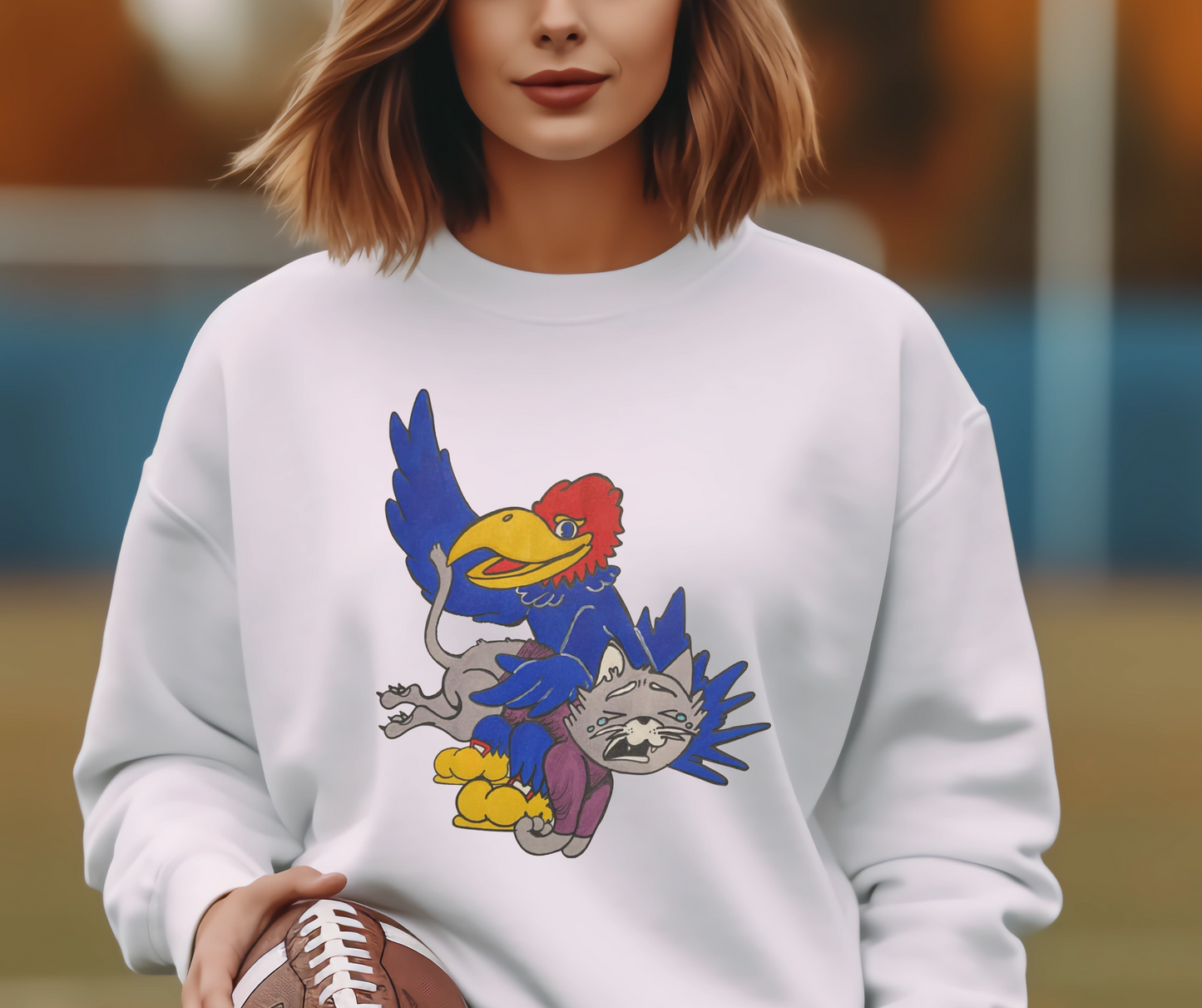 Jayhawk vs. K State Cat Sweatshirt - Rivalry Showdown PRE ORDER & SAVE $5 OFF