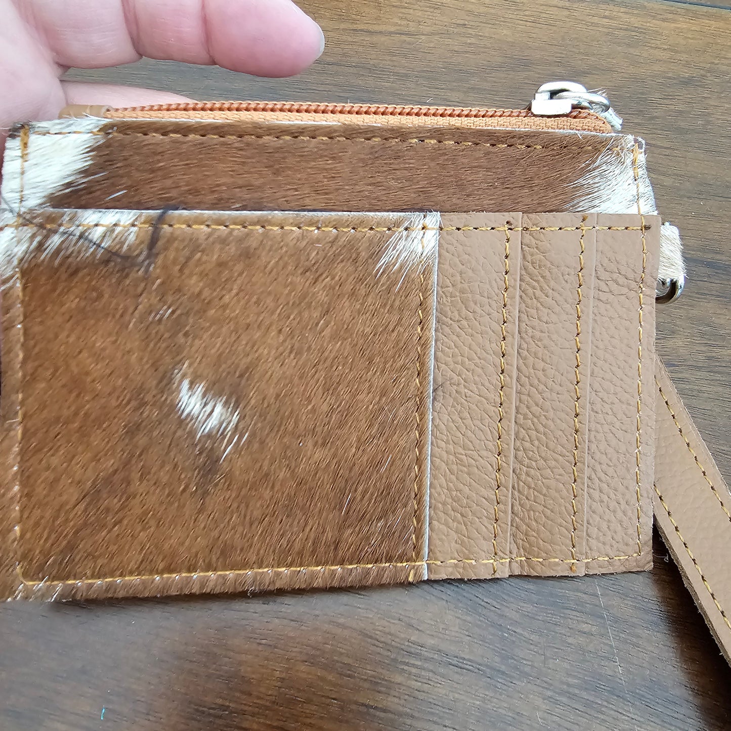 Real cow hide mini wallet