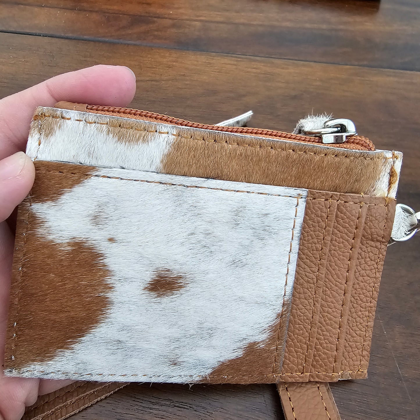 Real cow hide mini wallet