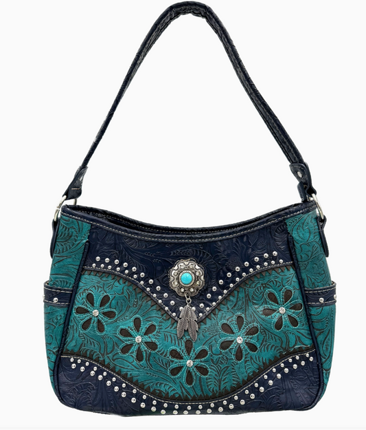 Concho Feather Western Handbag