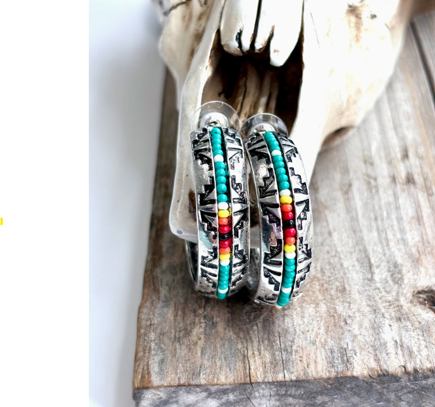 1.5" Seed Bead Open Hoop Earrings