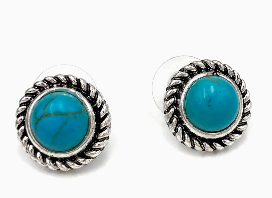 Turquoise Round Stud Earrings