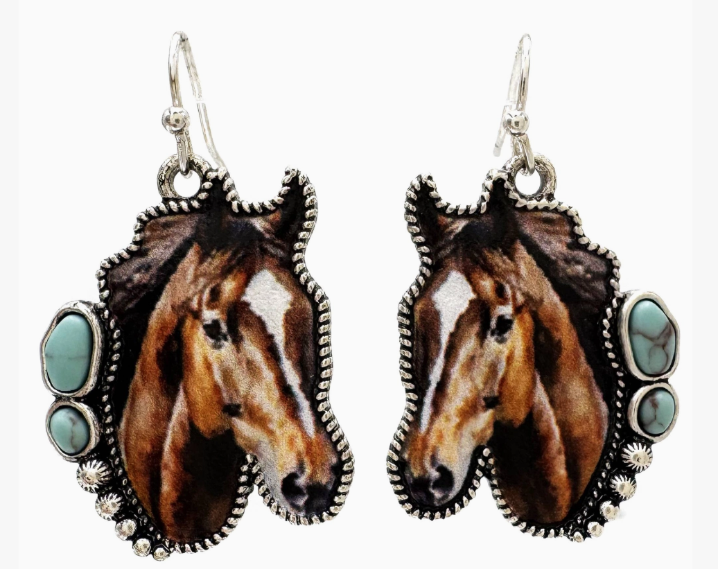 April Western Horse Earrings