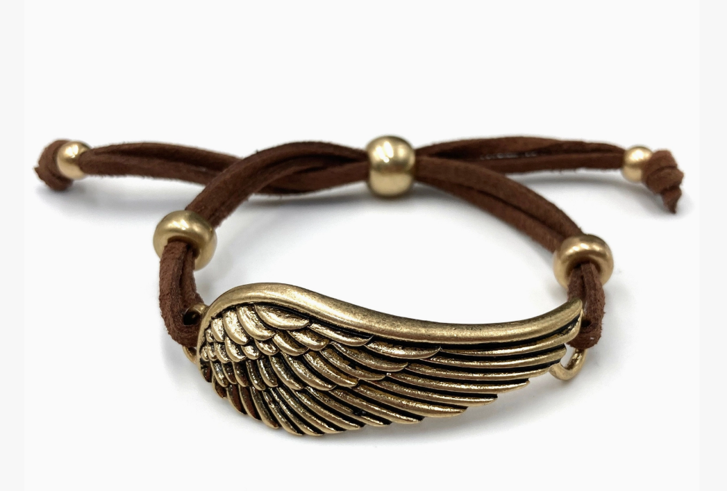 Angel Wing Suede Pull Bracelet