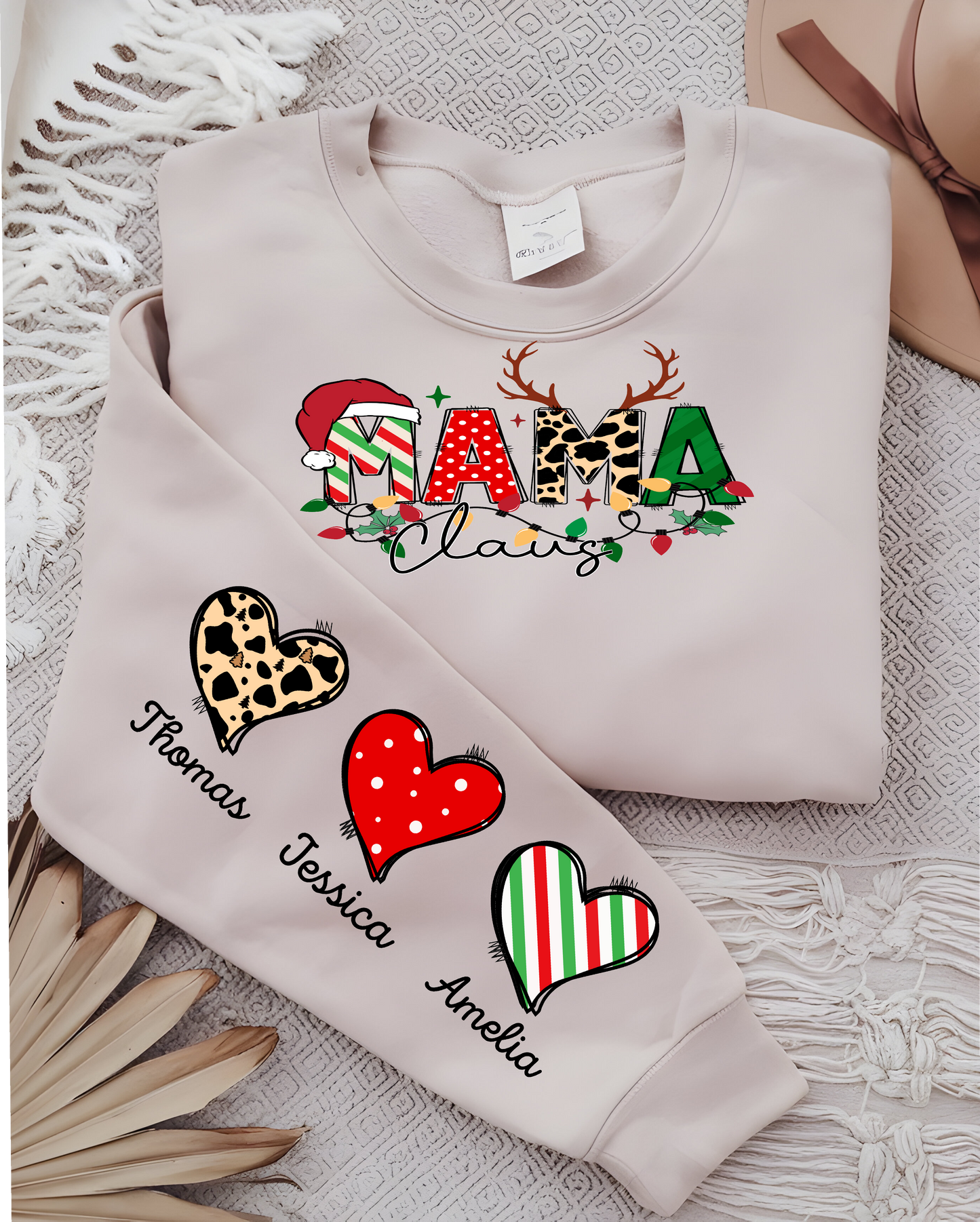 MAMA Claus with Heart sleeve design