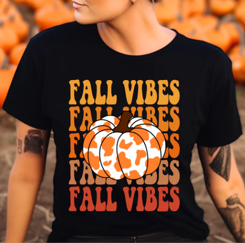 Fall Vibes orange cow print pumpkin