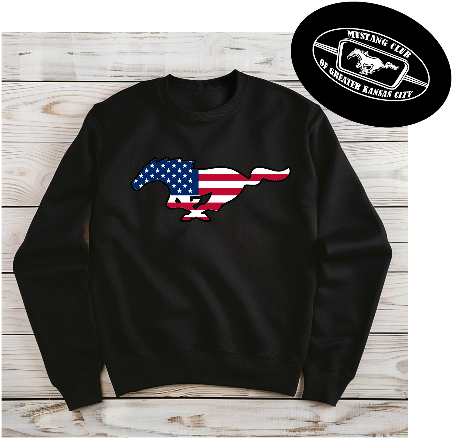 Sweatshirt American Flag Mustang Club