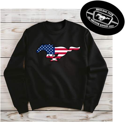 Sweatshirt American Flag Mustang Club