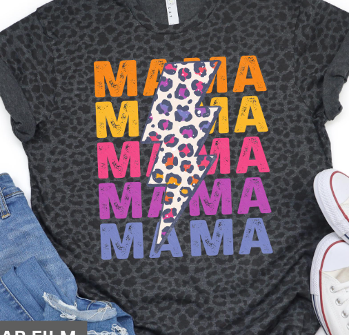 Mama Mama Mama with leopard print lightening bolt t shirt - evrythang and more