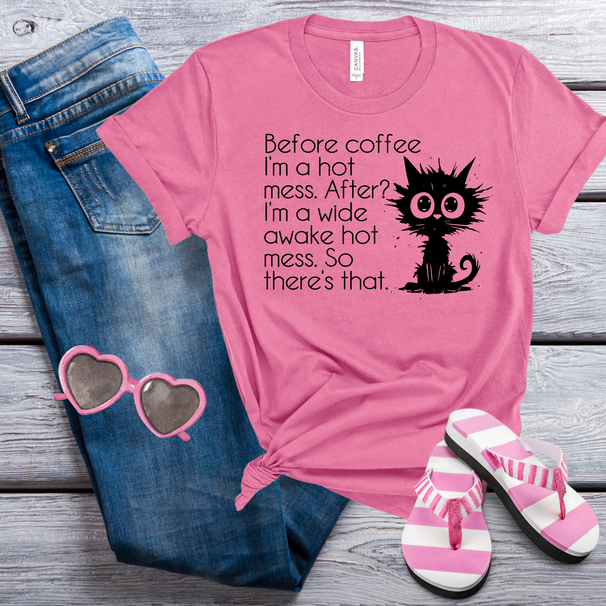 Wide Awake Hot Mess Tee - Embrace the Caffeinated Chaos - evrytang and more